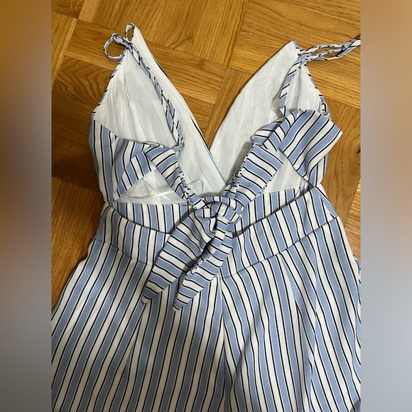 Seek The Label Blue Ivory Faux Wrap Striped Romper, Small - Picture 4 of 4